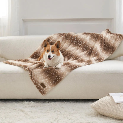 🦌 Deer Print Faux Fur Throw Blanket